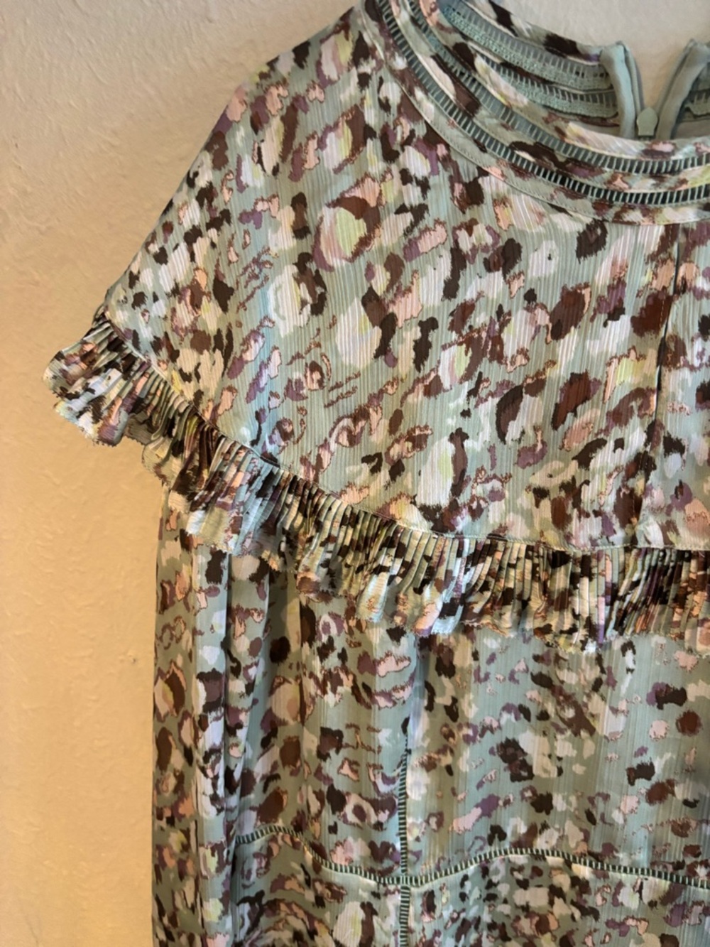 Ted Baker London Cream Floral Ruffle Long Sleeve Mini Dress size 6 - Picture 6 of 7
